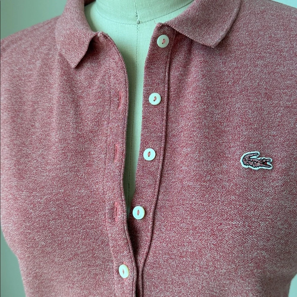 Lacoste Women's Button Down pink Polo Shirt  short sleeve Size 38 ( S) - Picture 5 of 13